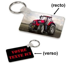 Porte-clés Tracteur rouge personnalisé avec texte – Cadeau unique