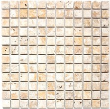 Mosaïque Carreau Pierre naturel Travertin antique or jaune 43-51023_b | 1 plaque