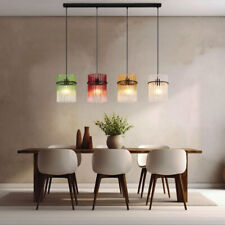Lampe Suspension Table En 4 à Flammes Luminaire de Cuisine Verre Multicolore H