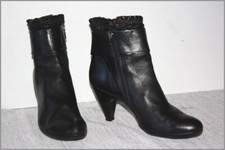 HEYRAUD Bottines Cuir Revers Plissé Noir  T 41 TTBE