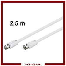 2,5 m Cordon Câble Coaxial Connecteurs Fiche TV Mâle/Femelle Antenne TV