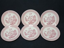 6 Petites Assiettes Vintage Dessert / Entrée Sarreguemines Décor Rose Japonisant