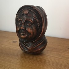 ANCIEN BOUGEOIR TÊTE BOIS SCULPTÉ PORTE CIERGE ÉGLISE CHURCH WOOD SCULPT 18/19TH