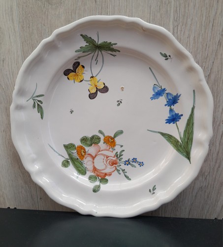Assiette 18ème fleurs - assiette,