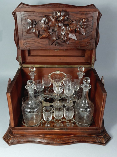 Ancienne cave liqueur bois - à, liqueur,