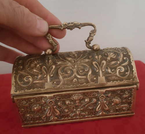 Ancien coffret bronze décor - bronze,