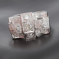 Importante bague / chevalière art déco en platine et diamants - B10274