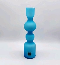 Vase en verre soufflé opaline coloré bleu satiné de Carlo Moretti Murano XXème