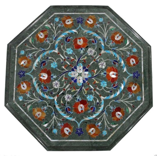 Green marble table top - 12",