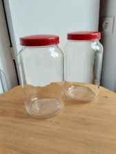 Lot 2 bocaux conserves pots de cuisine vintage verre transparent Bonbon Épicerie