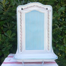 Porte Ustensiles Ancien Emaillé BB FRERES  Bleu,Rose,Blanc "Guirlande de Roses"