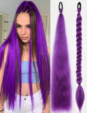 5x Paquet De Rajout Synthétique Violet Pour Coiffure Tresse Longue 70cm