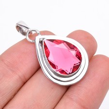 Pendentif bijou en argent sterling 925 fait main avec pierre précieuse rubell...