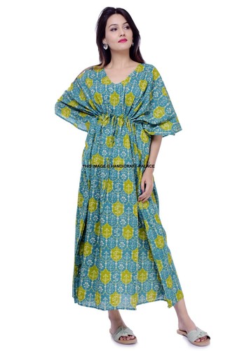 Robe kaftan longue verte - longue,