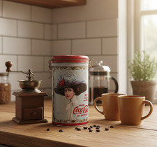 Boîte Cylindrique Métal Coca-Cola Vintage - Décoration Rétro Américaine