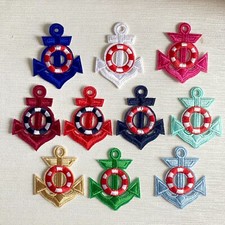 ÉCUSSON PATCH BRODÉ thermocollant - ANCRE MARINE BOUÉE Mer Océan - 4,5 x 6,5 cm