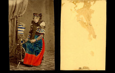 Kuhlmann, fileuse de laine Vintage albumen print CDV. Tira