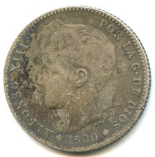 Espagne 1 peseta argent Alfonso XIII 1900 n°7141