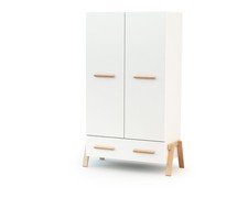 Armoire enfant 2 portes en bois CANAILLE Blanc et Hêtre 108 x 53 x176 cm