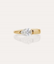 1 CT Moissanite Fiançailles Bague 14k Solide or Jaune Poire Coupe Promesse Bague