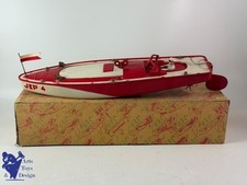 JOUET ANCIEN JEP 911-4 BATEAU CANOT DE COURSE MECANIQUE ROUGE 1935 47CM