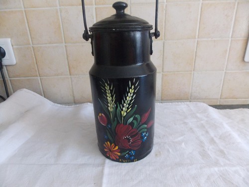 Ancien pot lait peint - ancien,