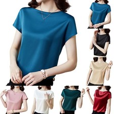 Chemisier à manches courtes en satin satin basic pour femmes chemises simples