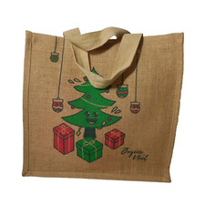 N24.63 sac fourre-tout Joyeux Noël toile jute cadeau mode maison vintage France
