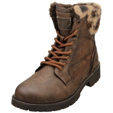 Bottines Casual Femme Mustang Mocha - Talon Plat Zippé Côté - 38 EU