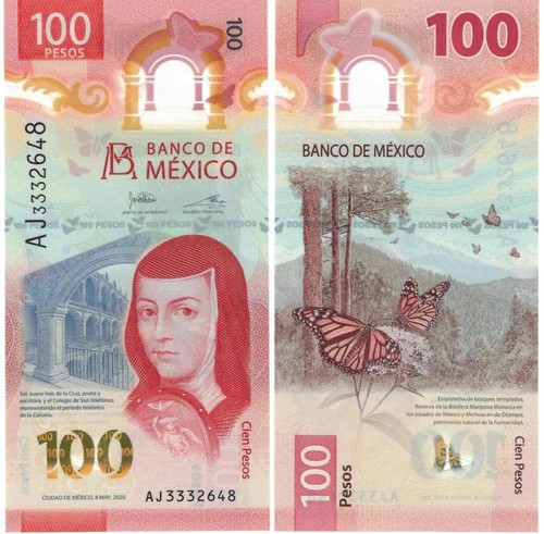 100 pesos mexico - bill, billete