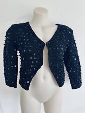 Cardigan crop noir perlé