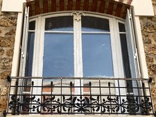 Fenêtre cintrée en chêne – époque 1900 - verre étiré - Etat correct