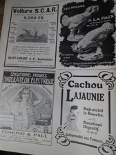 SCAR voiture + GEO ROUARD + cachou LAJAUNIE pub papier ILLUSTRATION 1910 col