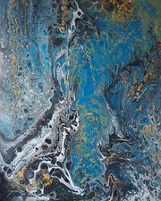 Tableau peinture moderne acrylique sur toile/châssis bois 50X 61 