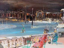 CALOGERO Jean -TECHNIQUE MIXTE S/ T -1970 "PLACE CONCORDE - PARIS" 60 x 73 cm -H