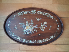 PLATEAU EN BOIS INCRUSTATIONS