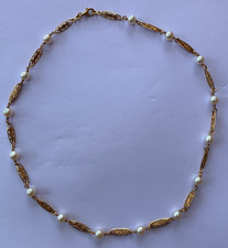 RARE MAGNIFIQUE COLLIER OR JAUNE 18 CARATS 750 +  15 SUPERBES VERITABLES PERLES