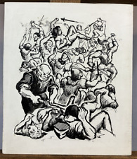 Alexis HINSBERGER (1907-1996) Encre Illustration d'une Bagarre Hommes en guerre