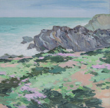 Côte bretonne. Peinture à l'huile 15*15 cm