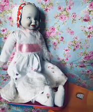 Poupée poupon ancien a trois faces 37cm