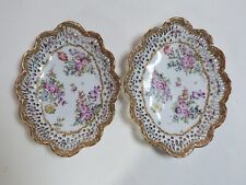 porcelaine XVIIIeme rare paire de plats bannettes ajourés Allemangne Belgique