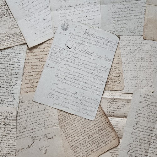 Papier manuscrit ancien - , en
