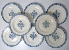 Terre de fer 8 assiettes plates Art Déco modèle ALHAMBRA bleu SALINS