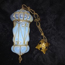 RARE ANCIENNE LANTERNE VENITIENNE CAGE  Murano verre OPALESCENT  VENISE