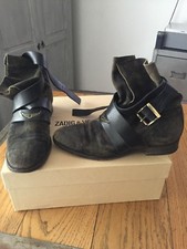 Zadig & Voltaire boots en cuir kaki militaire taille 35/36