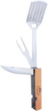 Esschert Design BBQ Multifonction Bois Inox Pliant Barbecue Ustensiles Camping