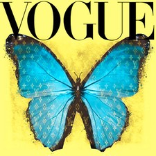 Tableau Pop Art Street PAPILLON VOGUE BLEU  20x20cm Signé A ROSEN 