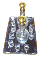 Service à liqueur en cristal de Baccarat XIXème doré à l'or fin