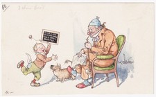 Karl Elleder - Écolier Tableau Noir Papi Mathématiques Dessin 1914 Signé