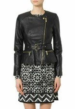 Veste en cuir noir pour femme